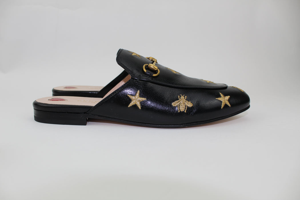 GUCCI PRINCETOWN EMBROIDERED LEATHER SLIPPER - LuxurySnob