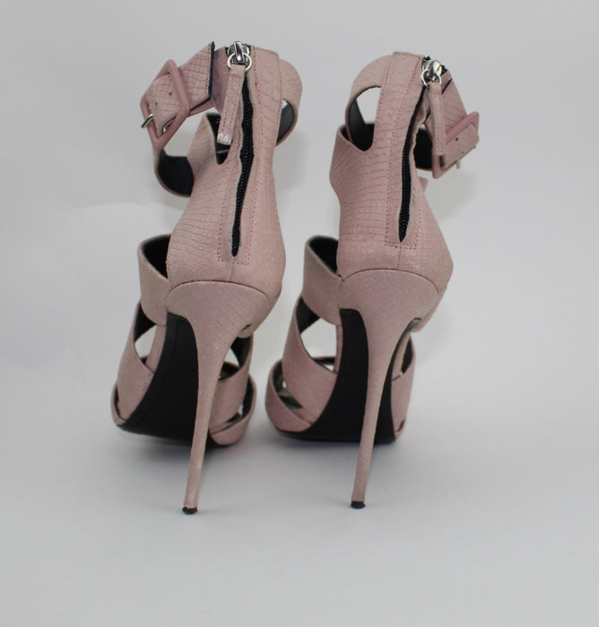 GIUSEPPE ZANOTTI PINK COLINE SNAKE SKIN SANDALS - LuxurySnob