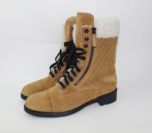 CHANEL SHEARLING COMBAT BOOTS - LuxurySnob