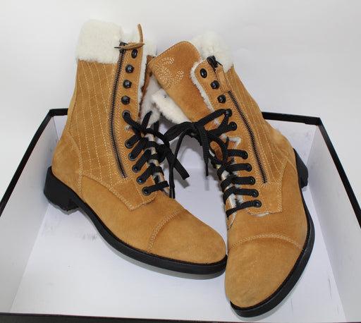 CHANEL SHEARLING COMBAT BOOTS - LuxurySnob