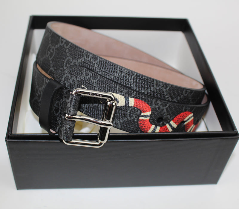 GUCCI GG SUPREME BELT WITH KINGSNAKE PRINT SIZE 95/38 - LuxurySnob