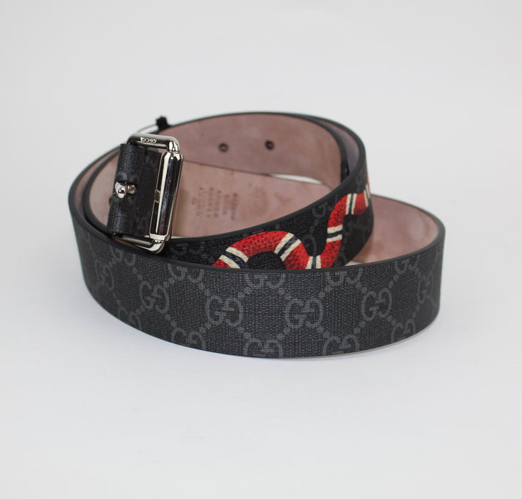 GUCCI GG SUPREME BELT WITH KINGSNAKE PRINT SIZE 95/38 - LuxurySnob