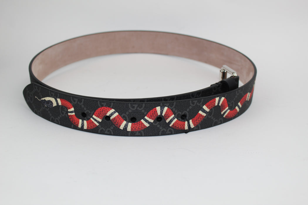 GUCCI GG SUPREME BELT WITH KINGSNAKE PRINT SIZE 95/38 - LuxurySnob