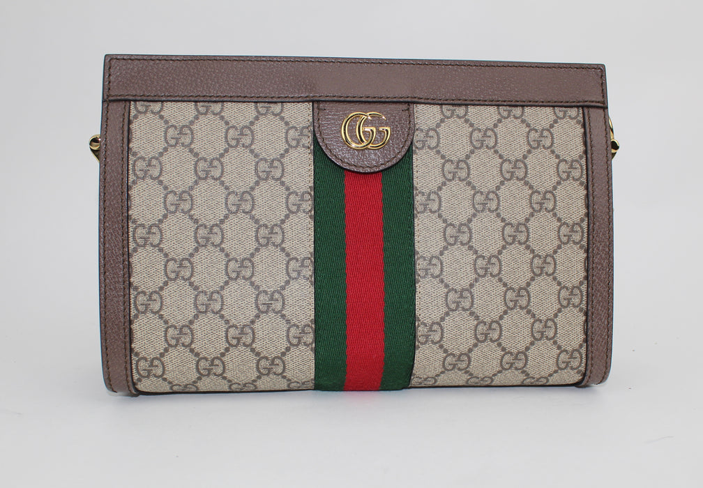 GUCCI OPHIDIA LINEA DRAGONI SMALL GG SUPREME CANVAS CHAIN SHOULDER BAG - LuxurySnob
