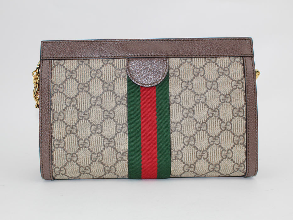 GUCCI OPHIDIA LINEA DRAGONI SMALL GG SUPREME CANVAS CHAIN SHOULDER BAG - LuxurySnob