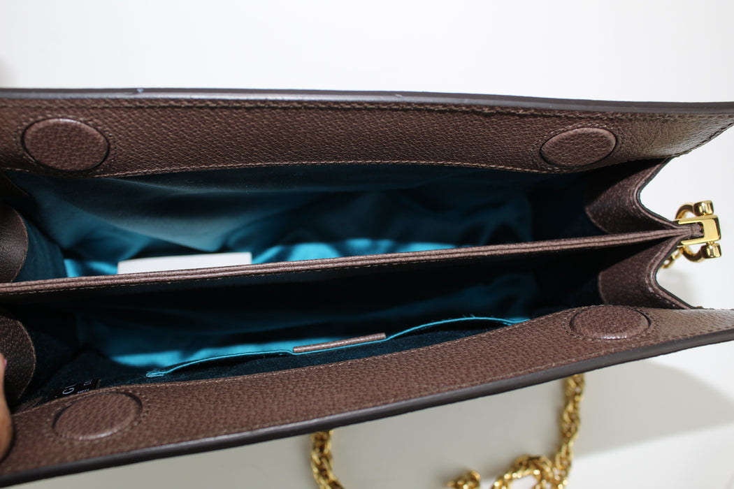 GUCCI OPHIDIA LINEA DRAGONI SMALL GG SUPREME CANVAS CHAIN SHOULDER BAG - LuxurySnob