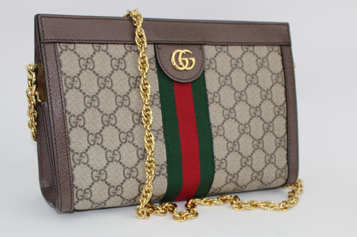 GUCCI OPHIDIA LINEA DRAGONI SMALL GG SUPREME CANVAS CHAIN SHOULDER BAG - LuxurySnob