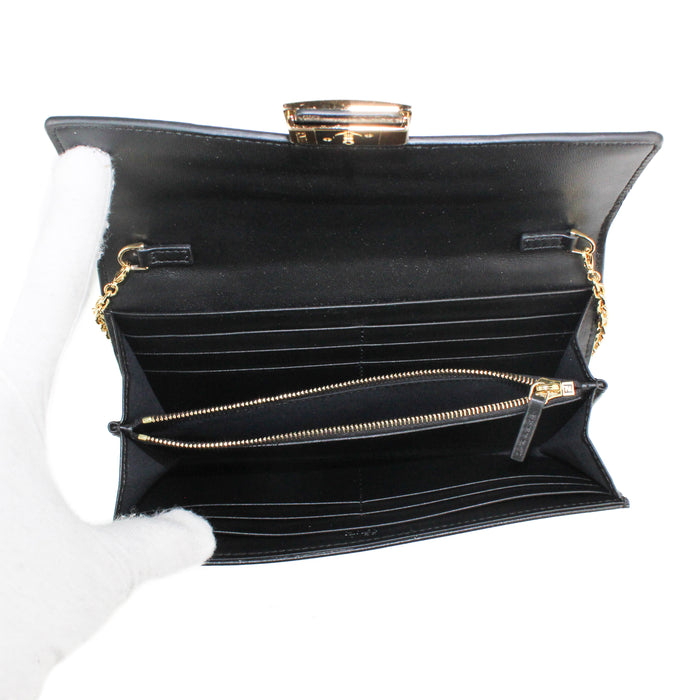 Fendi Continental Wallet on Chain in Black Leather