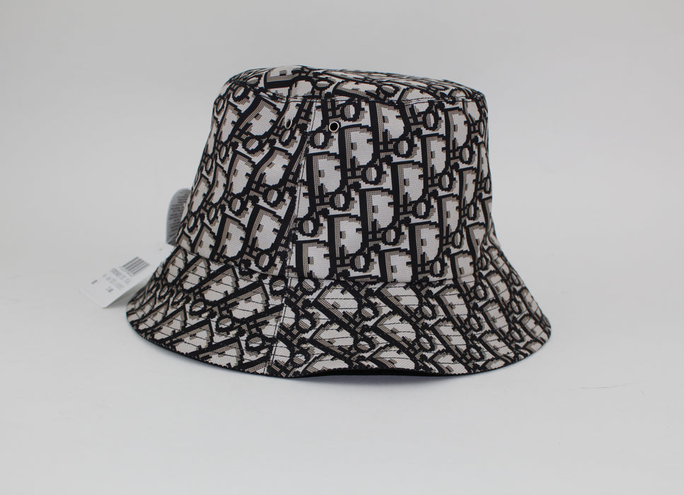 DIOR TEDDY D CD OBLIQUE BLACK SMALL-BRIM BUCKET HAT SIZE 58 - LuxurySnob