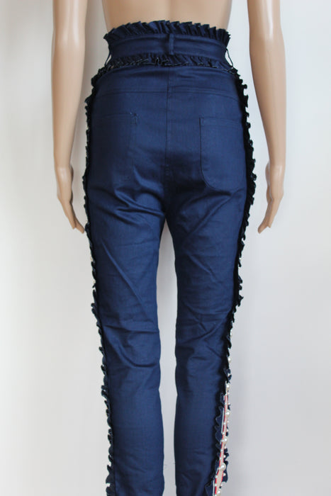 Laurence and Chico Pearl and Ruffle Embellished Pants