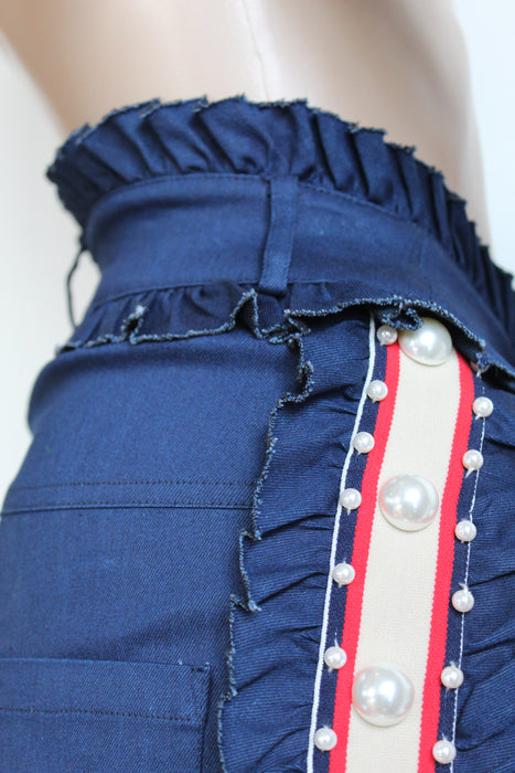 Laurence and Chico Pearl and Ruffle Embellished Pants