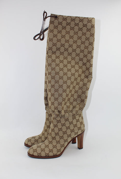 GUCCI MONOGRAM LISA TIE BOOTS - LuxurySnob