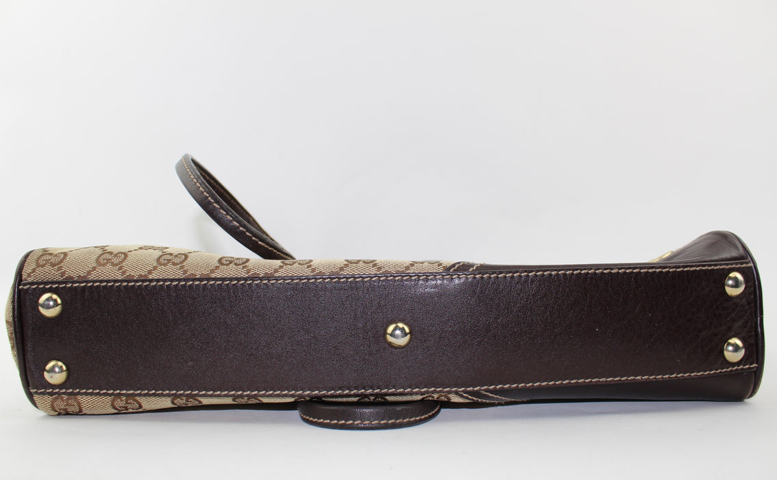 VINTAGE GUCCI MONOGRAM MEDIUM NEW BRITT BOSTON HANDBAG - LuxurySnob