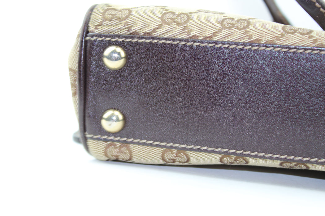 VINTAGE GUCCI MONOGRAM MEDIUM NEW BRITT BOSTON HANDBAG - LuxurySnob