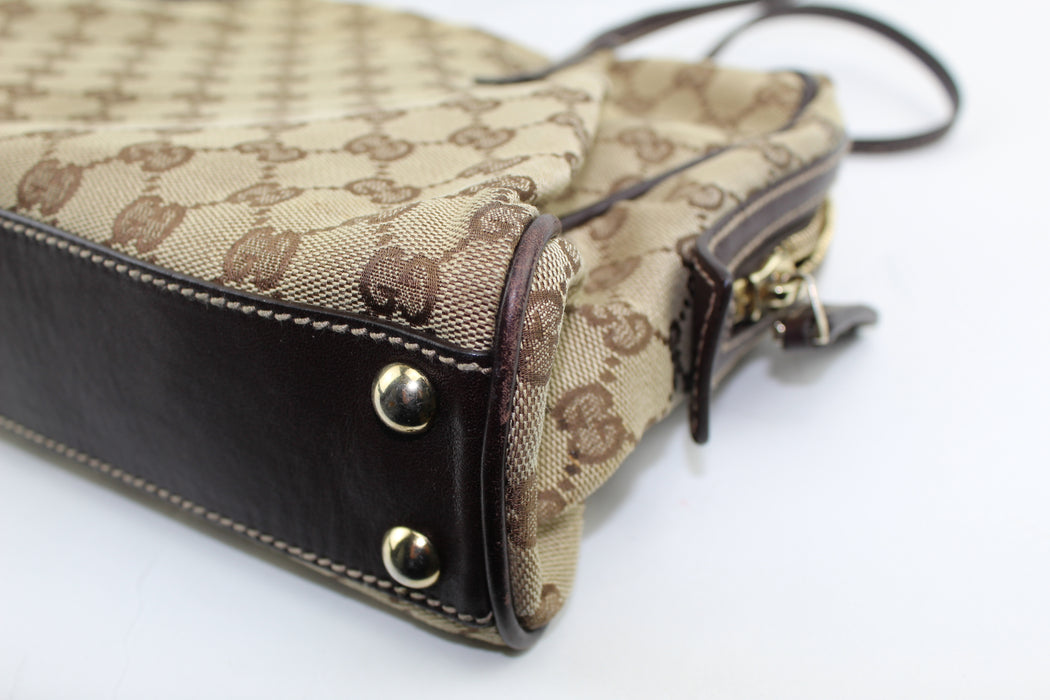 VINTAGE GUCCI MONOGRAM MEDIUM NEW BRITT BOSTON HANDBAG - LuxurySnob