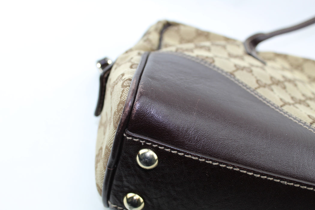 VINTAGE GUCCI MONOGRAM MEDIUM NEW BRITT BOSTON HANDBAG - LuxurySnob