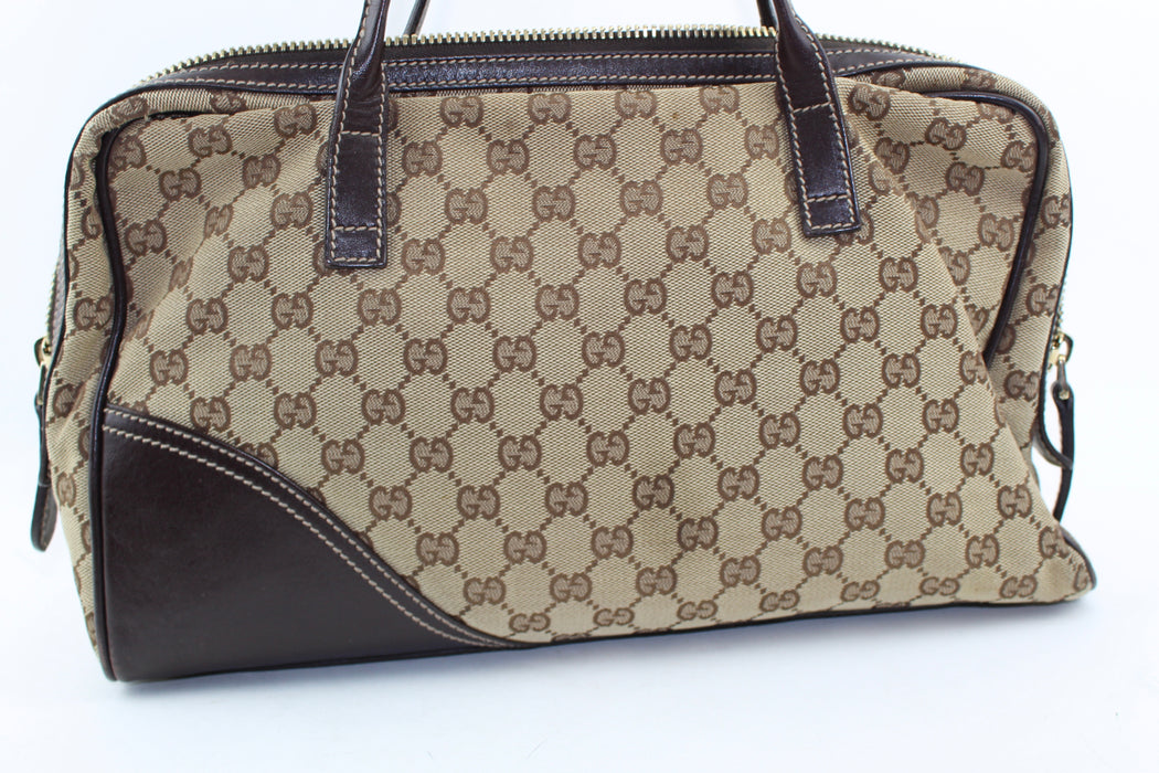 VINTAGE GUCCI MONOGRAM MEDIUM NEW BRITT BOSTON HANDBAG - LuxurySnob