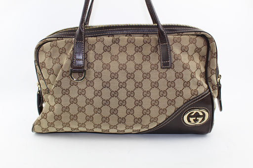 VINTAGE GUCCI MONOGRAM MEDIUM NEW BRITT BOSTON HANDBAG - LuxurySnob