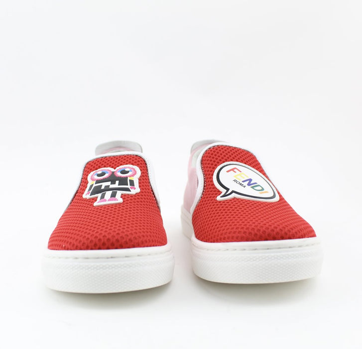 FENDI KIDS PATCH-APPLIQUÉD SLIP-ON SNEAKERS - LuxurySnob