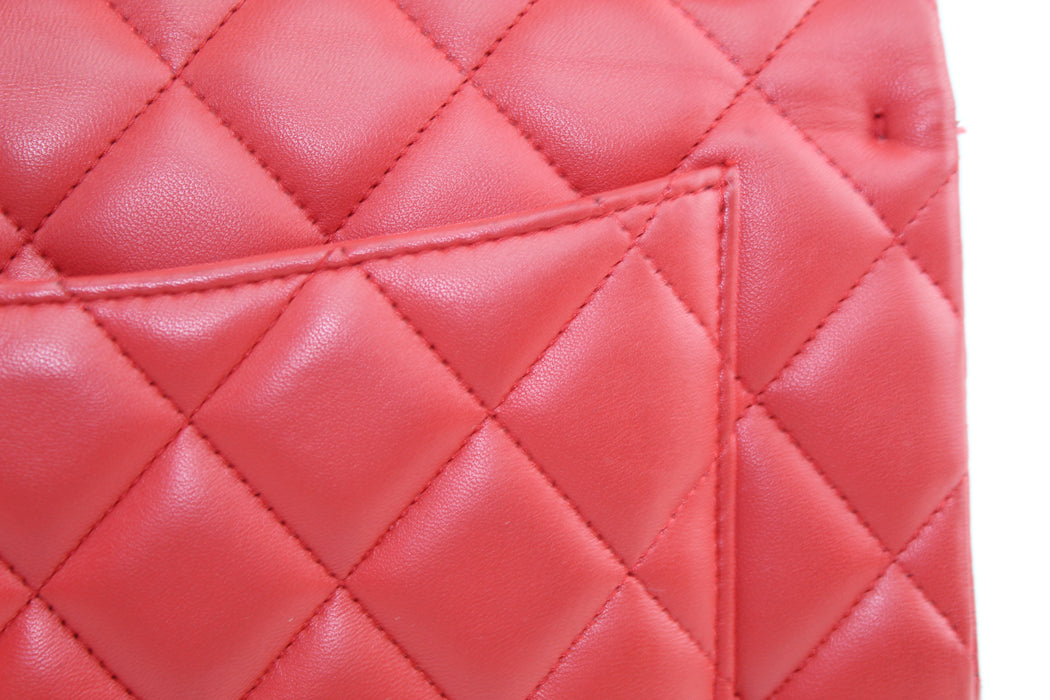 CHANEL LAMBSKIN DOUBLE FLAP JUMBO BAG