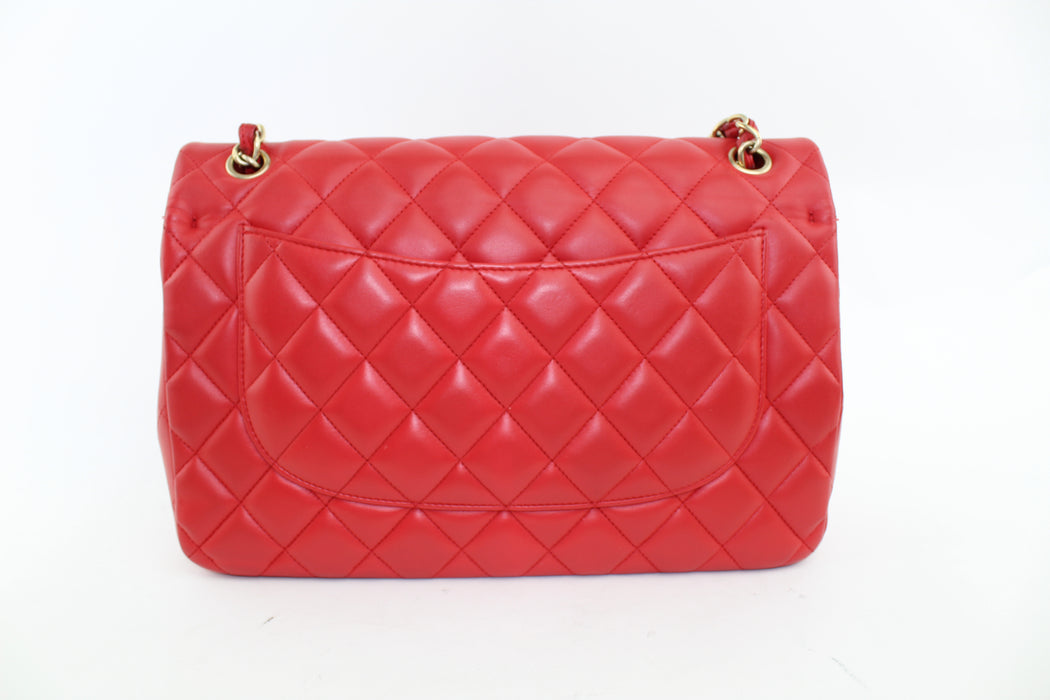 CHANEL LAMBSKIN DOUBLE FLAP JUMBO BAG