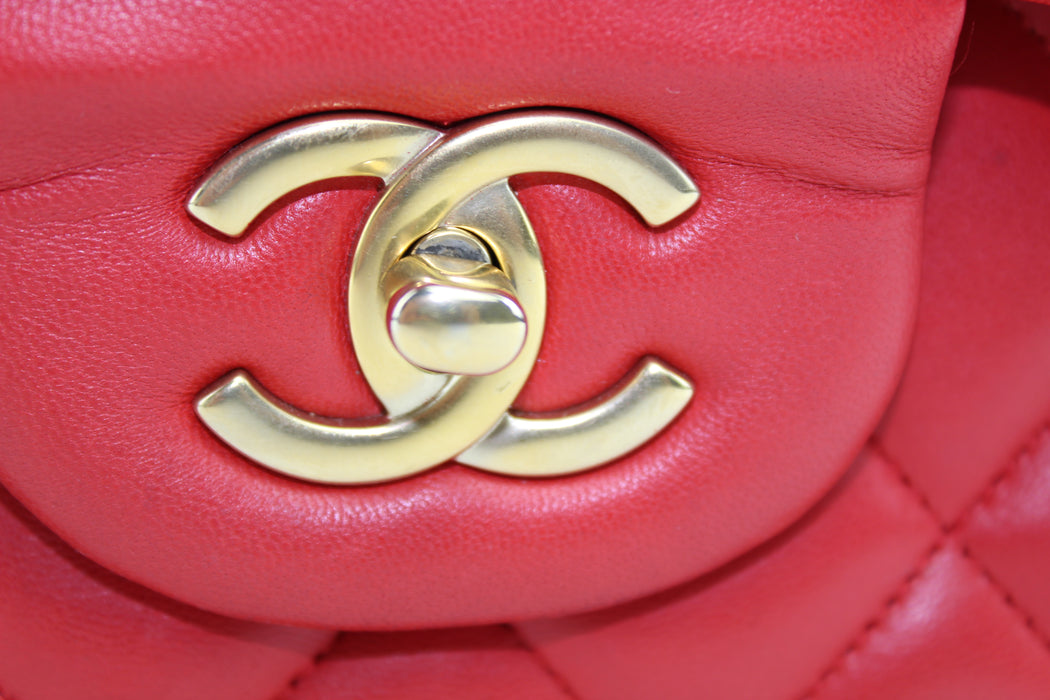 CHANEL LAMBSKIN DOUBLE FLAP JUMBO BAG