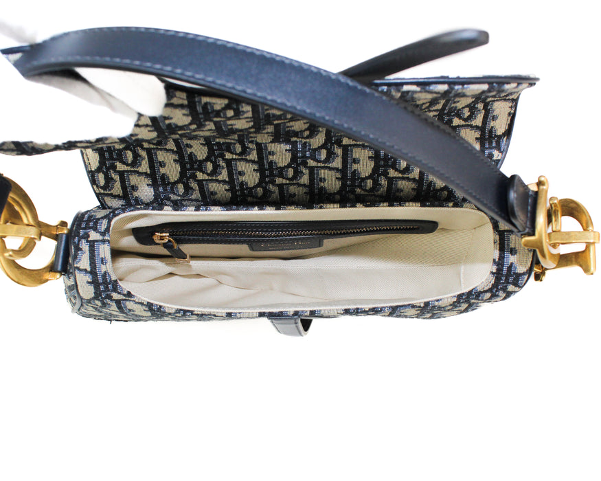 Dior Blue Oblique Jacquard Saddle Bag