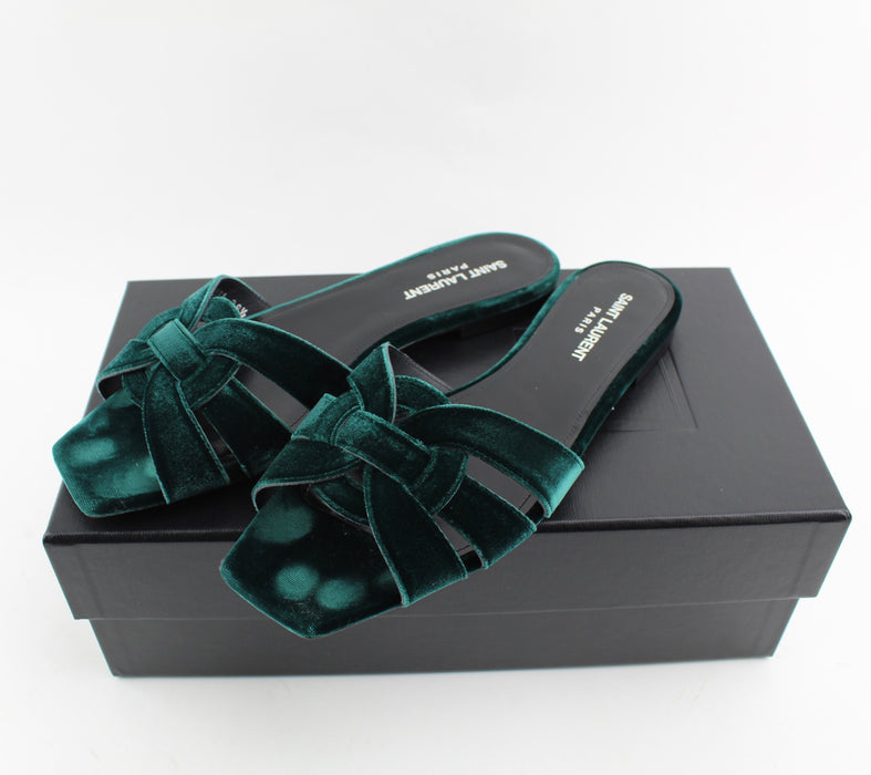 SAINT LAURENT TRIBUTE  FLAT SANDALS SIZE 38.5 - LuxurySnob