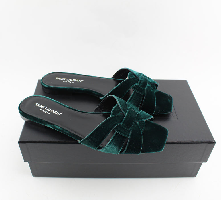 SAINT LAURENT TRIBUTE  FLAT SANDALS SIZE 38.5 - LuxurySnob