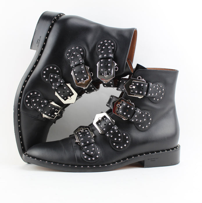 GIVENCHY STUDDED LEATHER ANKLE BOOT SIZE 39 - LuxurySnob