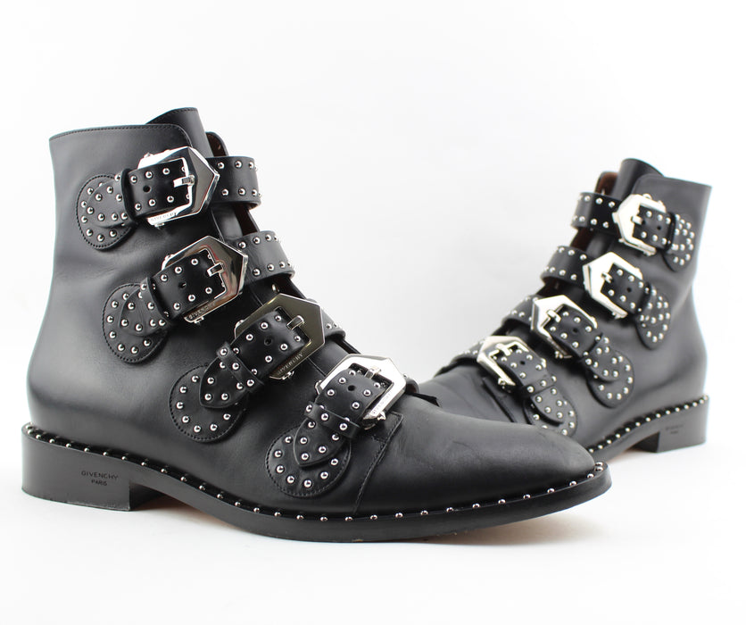 GIVENCHY STUDDED LEATHER ANKLE BOOT SIZE 39 - LuxurySnob