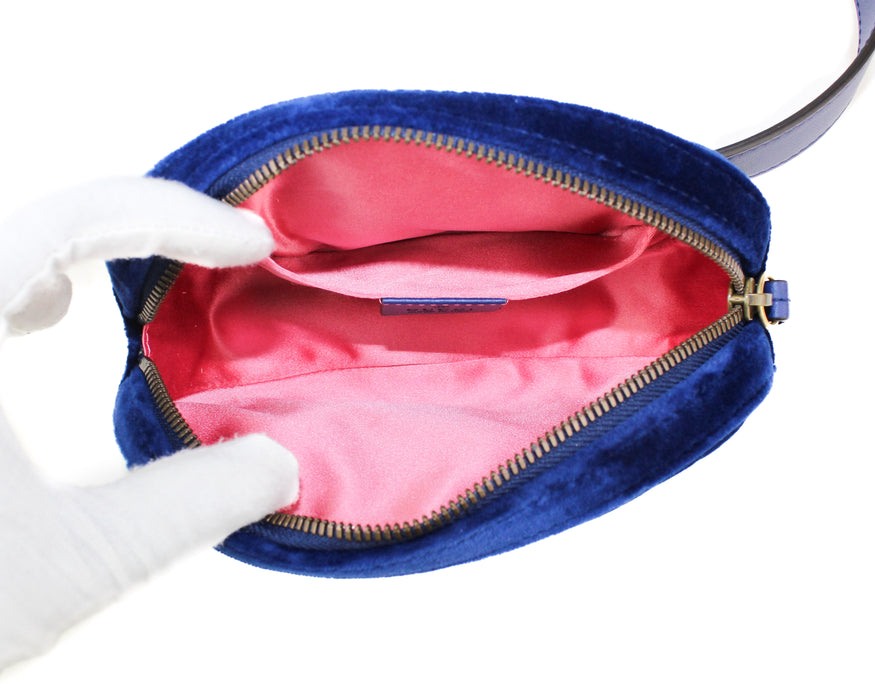 Gucci Marmont Small Velvet Belt Bag in Blue