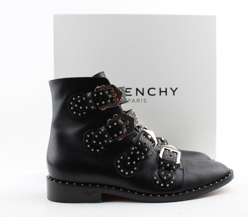 GIVENCHY STUDDED LEATHER ANKLE BOOT SIZE 39 - LuxurySnob