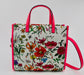 GUCCI FLORA MEDIUM LEATHER TRIMMED PRINTED CANVAS TOTE