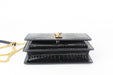 Saint Laurent Sunset Chain Wallet in Croc-Embossed Shiny Black Leather