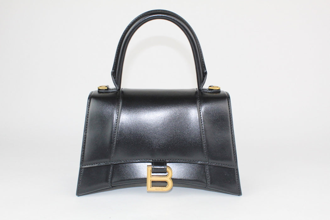 Balenciaga Hourglass Small Top Handle Bag in Black 