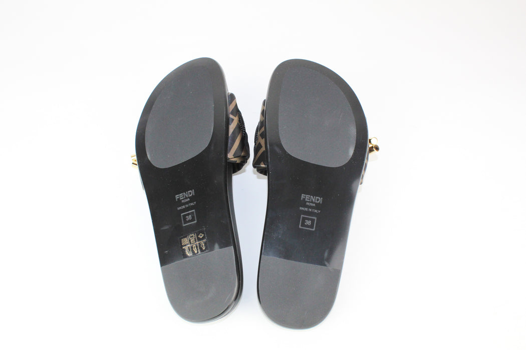 Fendi Feel Brown Satin Slides