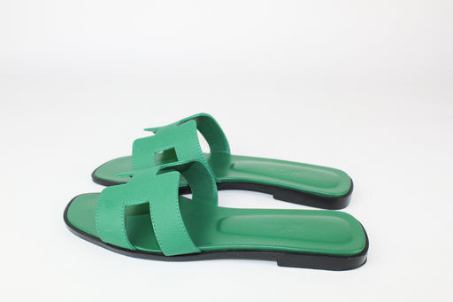 Hermes Oran Sandals in Emerald Green