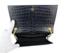 Saint Laurent Crocodile-embossed Medium Kate with Tassel in Black