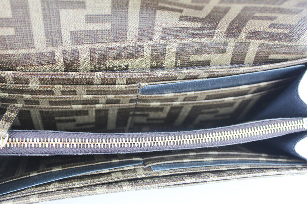 Fendi Continental Brown Fabric Wallet