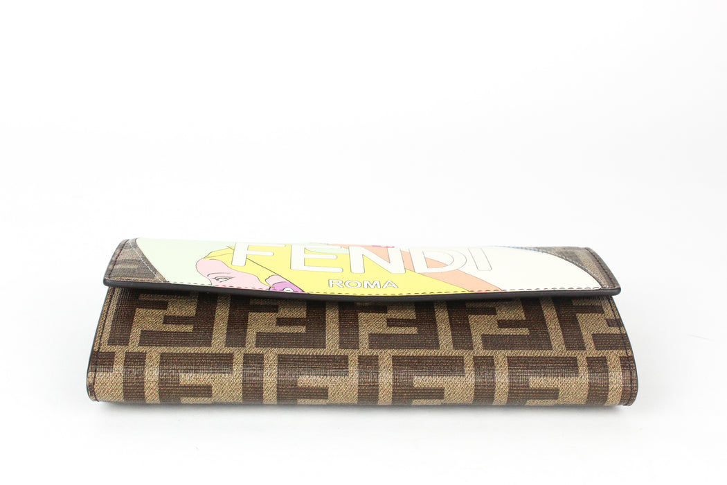 Fendi Continental Brown Fabric Wallet