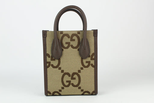Gucci Jumbo GG Mini Tote Bag in Camel and Ebony Canvas