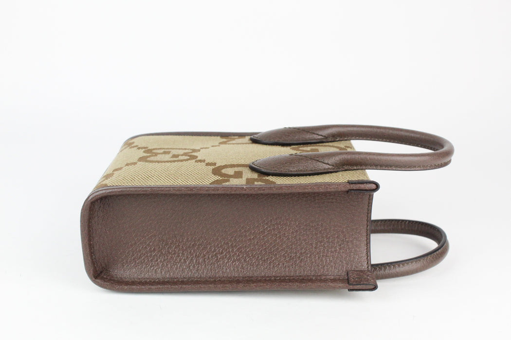 Gucci Jumbo GG Mini Tote Bag in Camel and Ebony Canvas