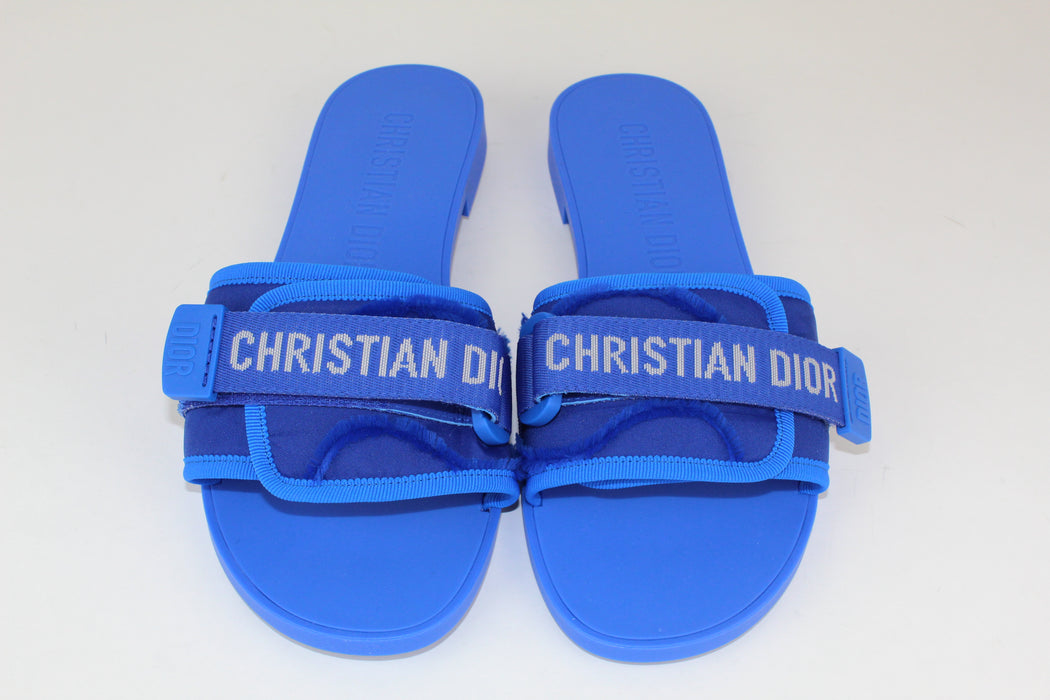 Dior (R)evolution Slides in Bright Blue Camouflage Technical Fabric