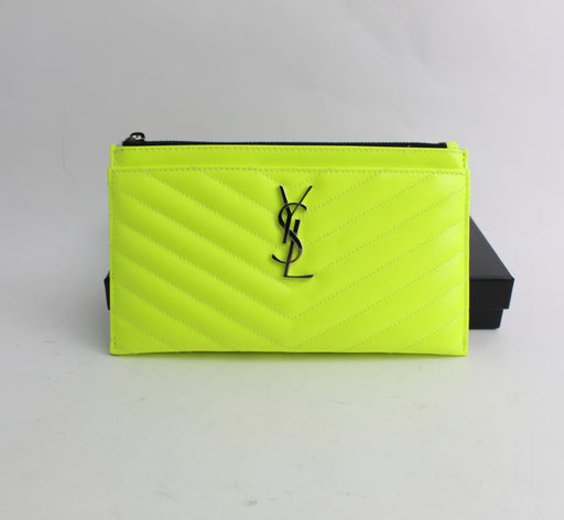 SAINT LAURENT MONOGRAMME NEON LEATHER CLUTCH - LuxurySnob