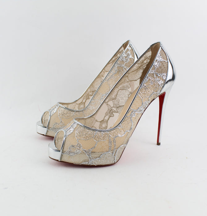 CHRISTIAN LOUBOUTIN VERY LACE 120MM SIZE 40 LuxurySnob Genuine Pre Owned Designer Goods LSC INC