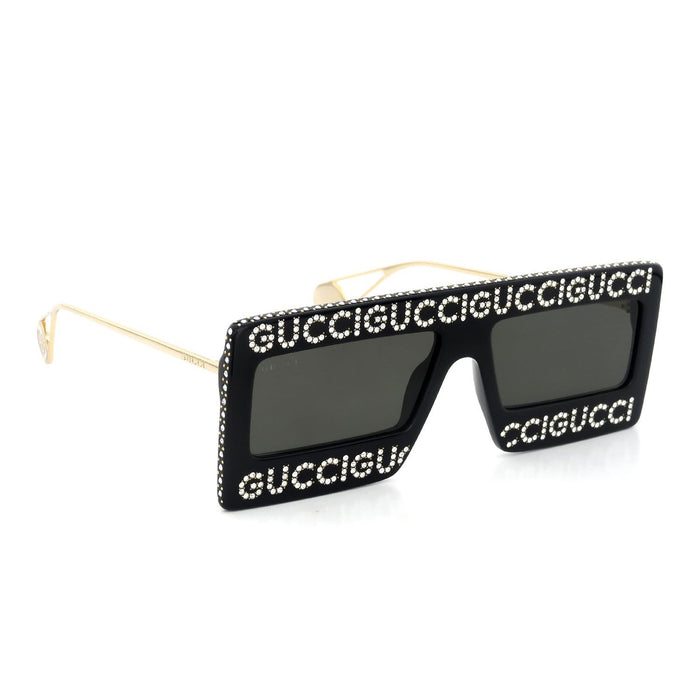 Gucci Acetate Crystal Mask-Frame Sunglasses Black