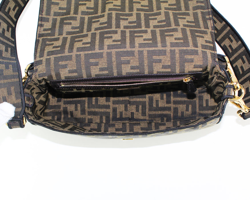 Fendi Brown Fabric Baguette Bag