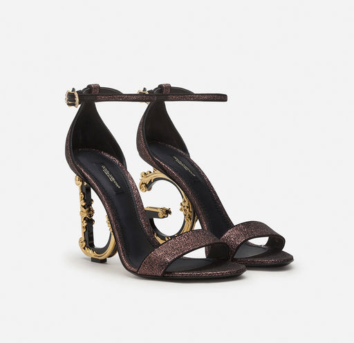 Dolce & Gabbana Jacquard Sandals with Baroque DG Heel