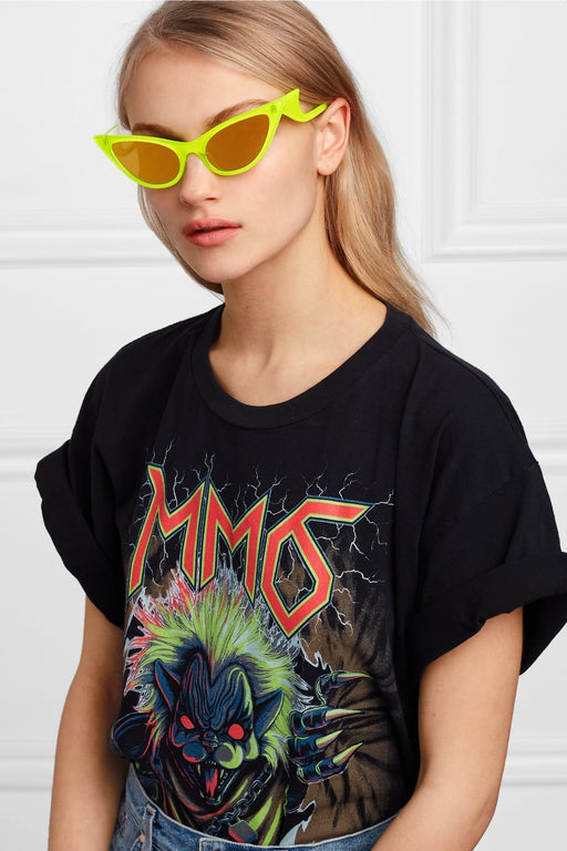 Le Specs x Adam Selman Prowler Cat-Eye Neon Acetate Mirrored Sunglasses